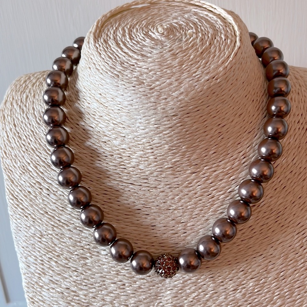 Faux Chocolate Brown Pearl Necklace